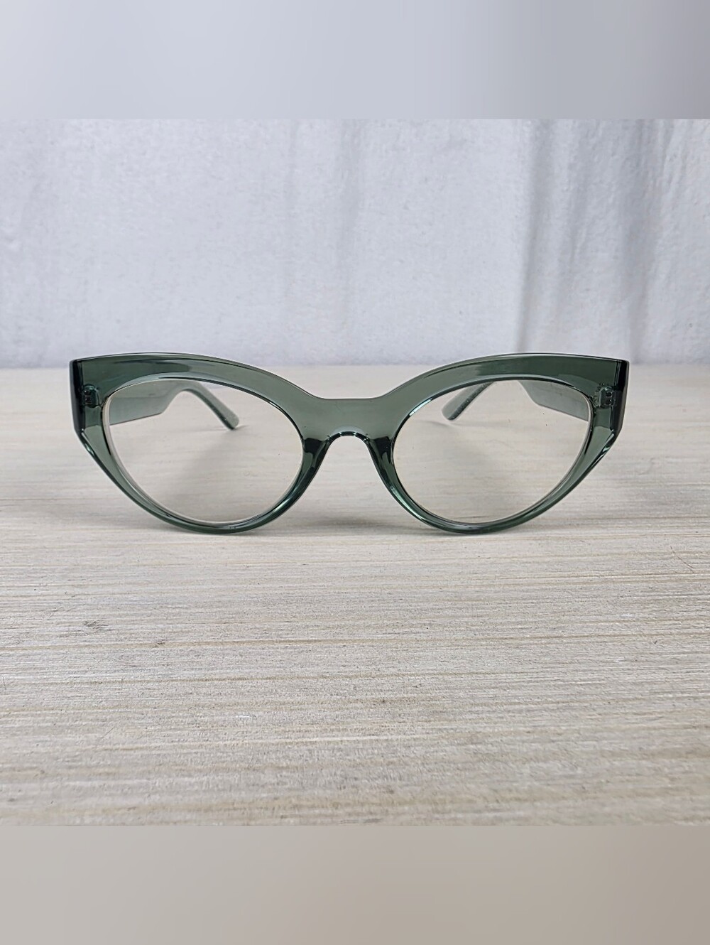 Zenni Cat Eye Eyeglasses Green Women's Full Rim 2025724 FRAME ONLY With Case